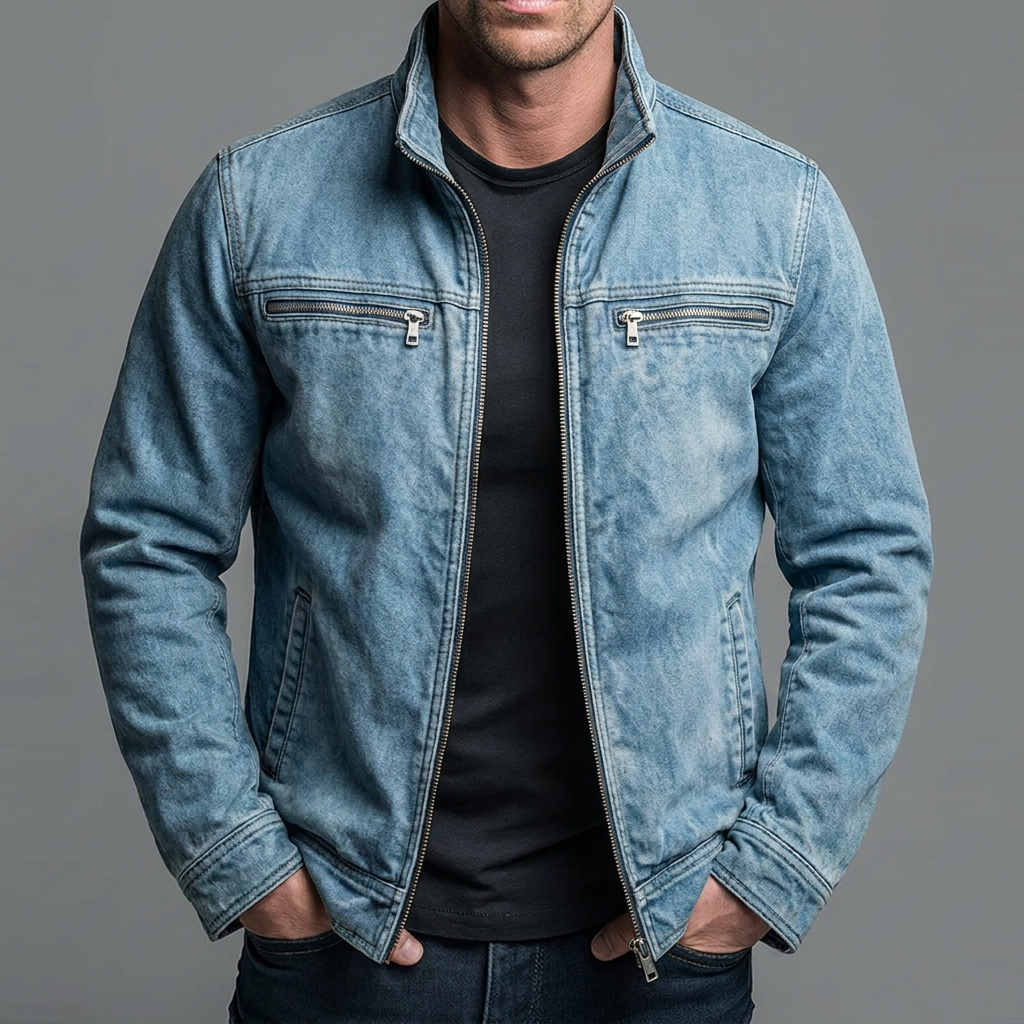 Denver - Chaqueta vintage de algodón con cremallera
