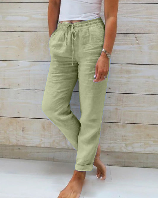 Sahara - Pantalones informales de corte recto y color liso