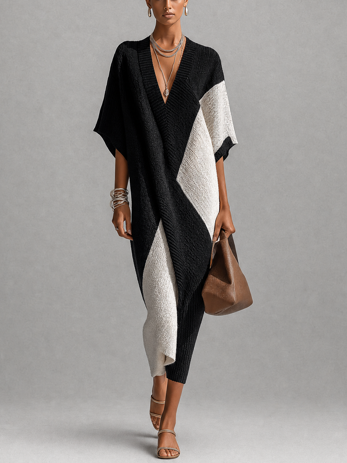 Vera - Vestido en ébano y marfil