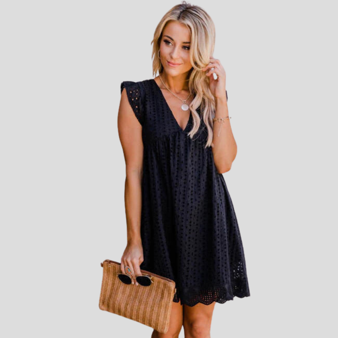 Juliana - Vestido de verano con bolsillos, encaje y pantalones cortos integrados