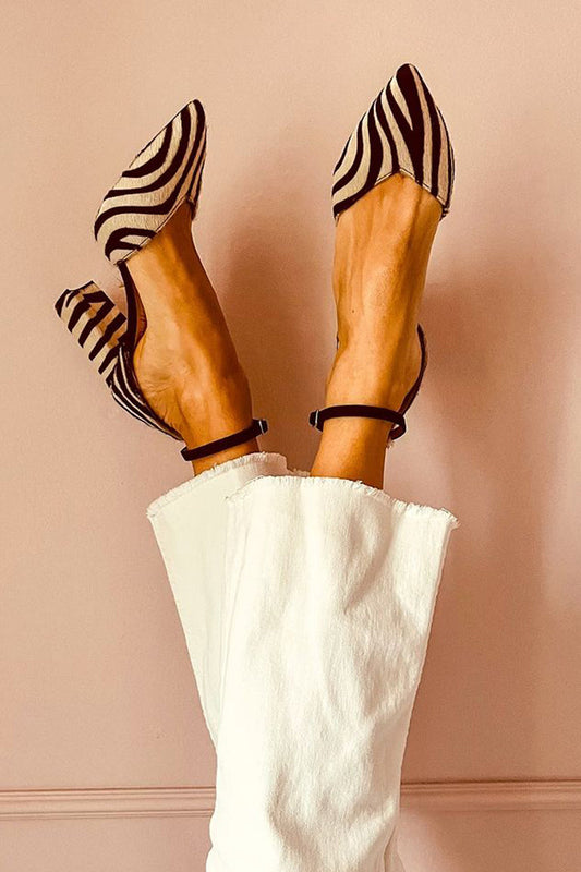 Zebra - Sandalias con tacón medio y patrón de cebra