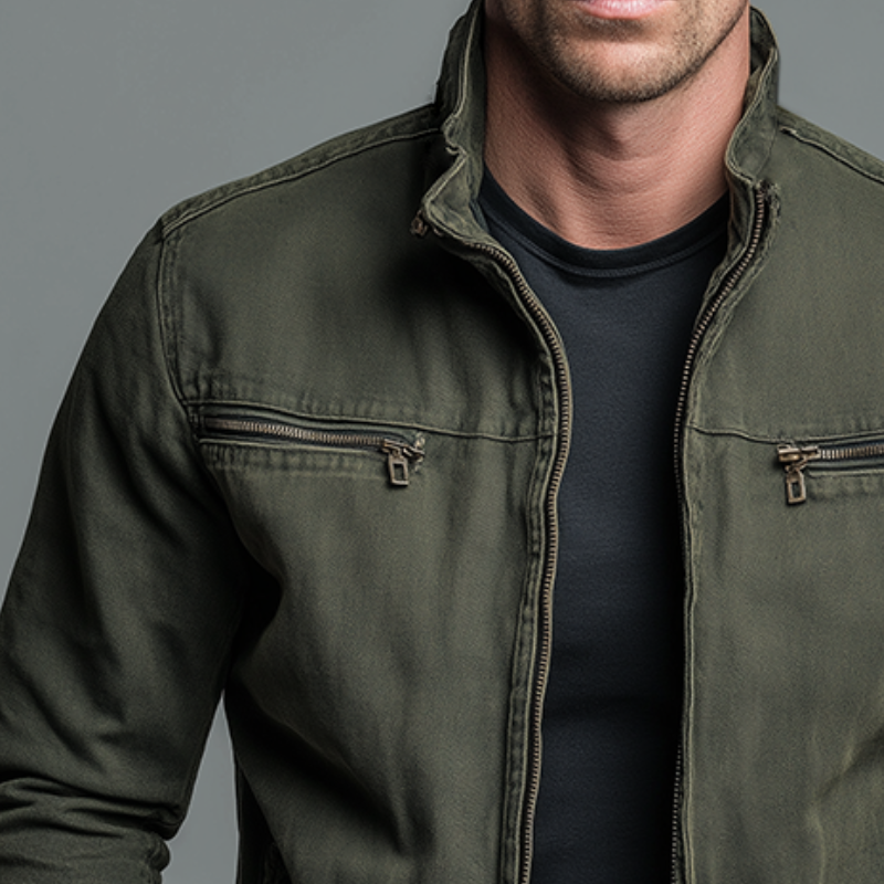 Denver - Chaqueta vintage de algodón con cremallera