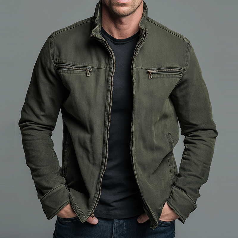 Denver - Chaqueta vintage de algodón con cremallera