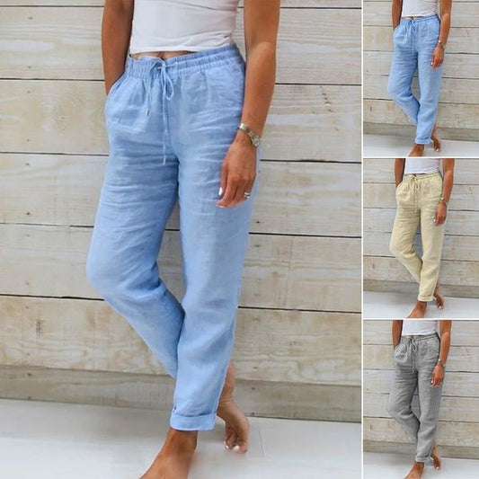 Sahara - Pantalones informales de corte recto y color liso