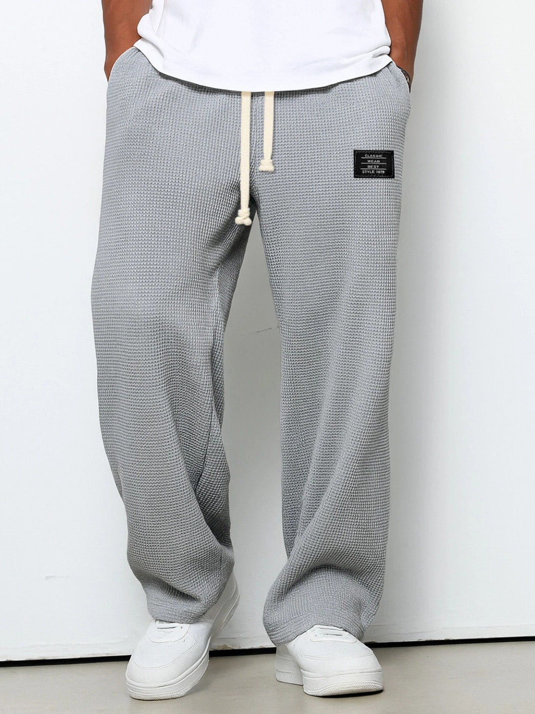 David - Pantalones informales para hombre con cintura ajustable