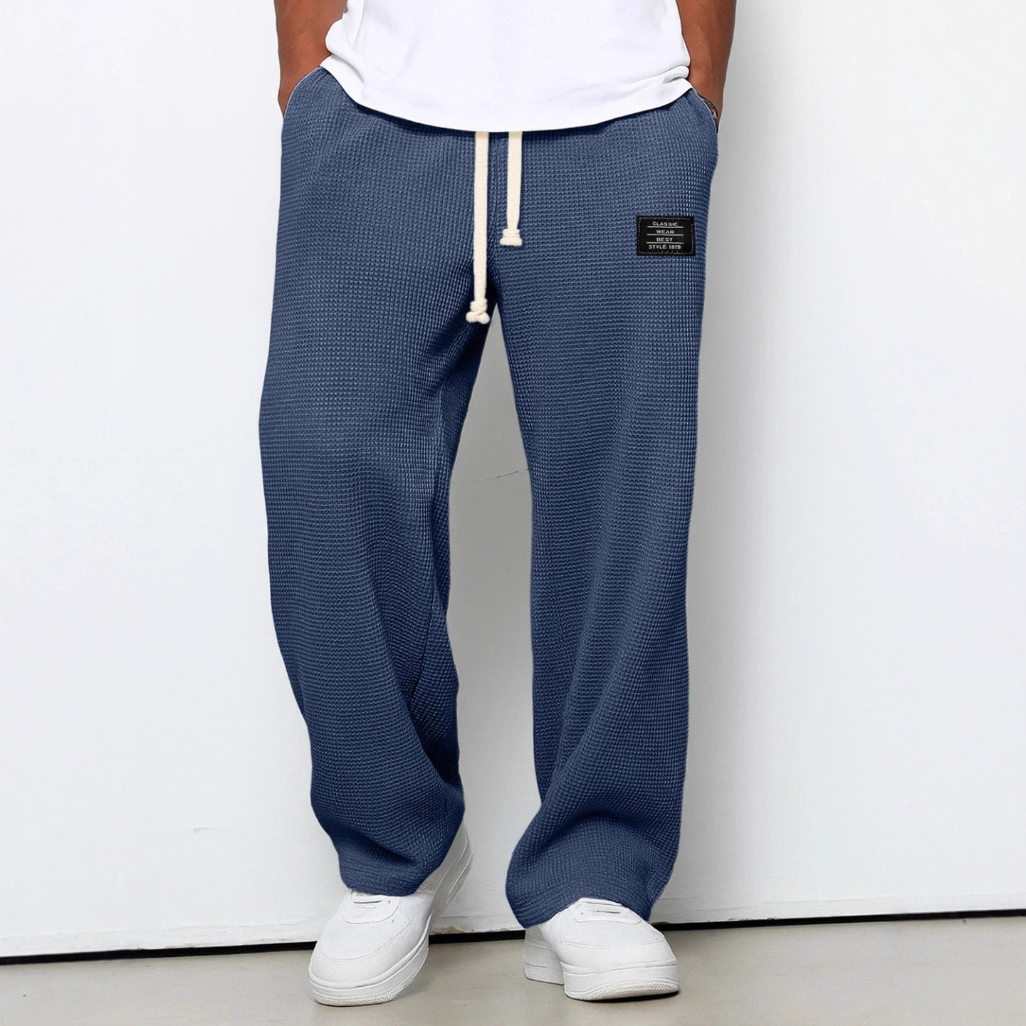 David - Pantalones informales para hombre con cintura ajustable