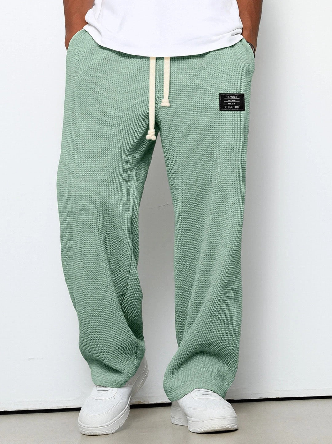 David - Pantalones informales para hombre con cintura ajustable