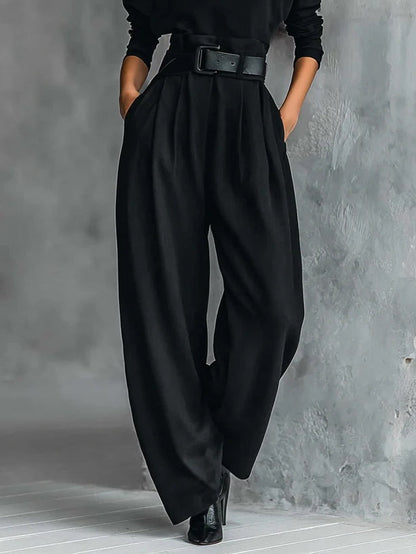 Noëlla - Conjunto de top negro de cuello alto y pantalón recto