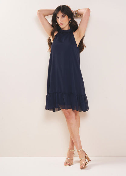 Estela - Vestido corto con cuello anudado
