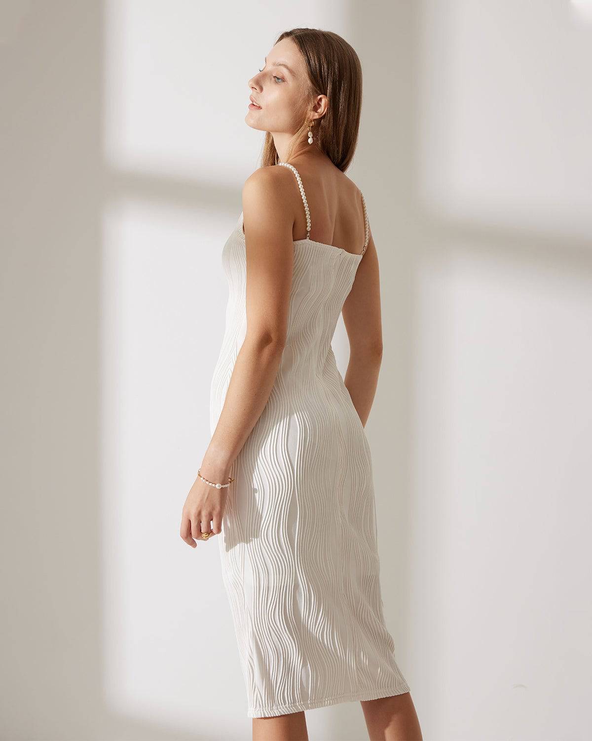 Winnie - Vestido camisero con textura de ondas de agua