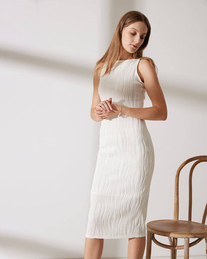 Winnie - Vestido camisero con textura de ondas de agua