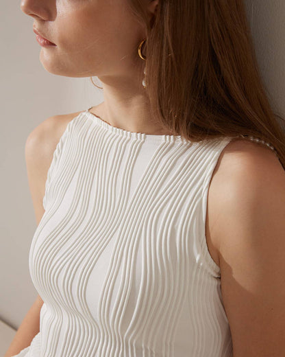 Winnie - Vestido camisero con textura de ondas de agua