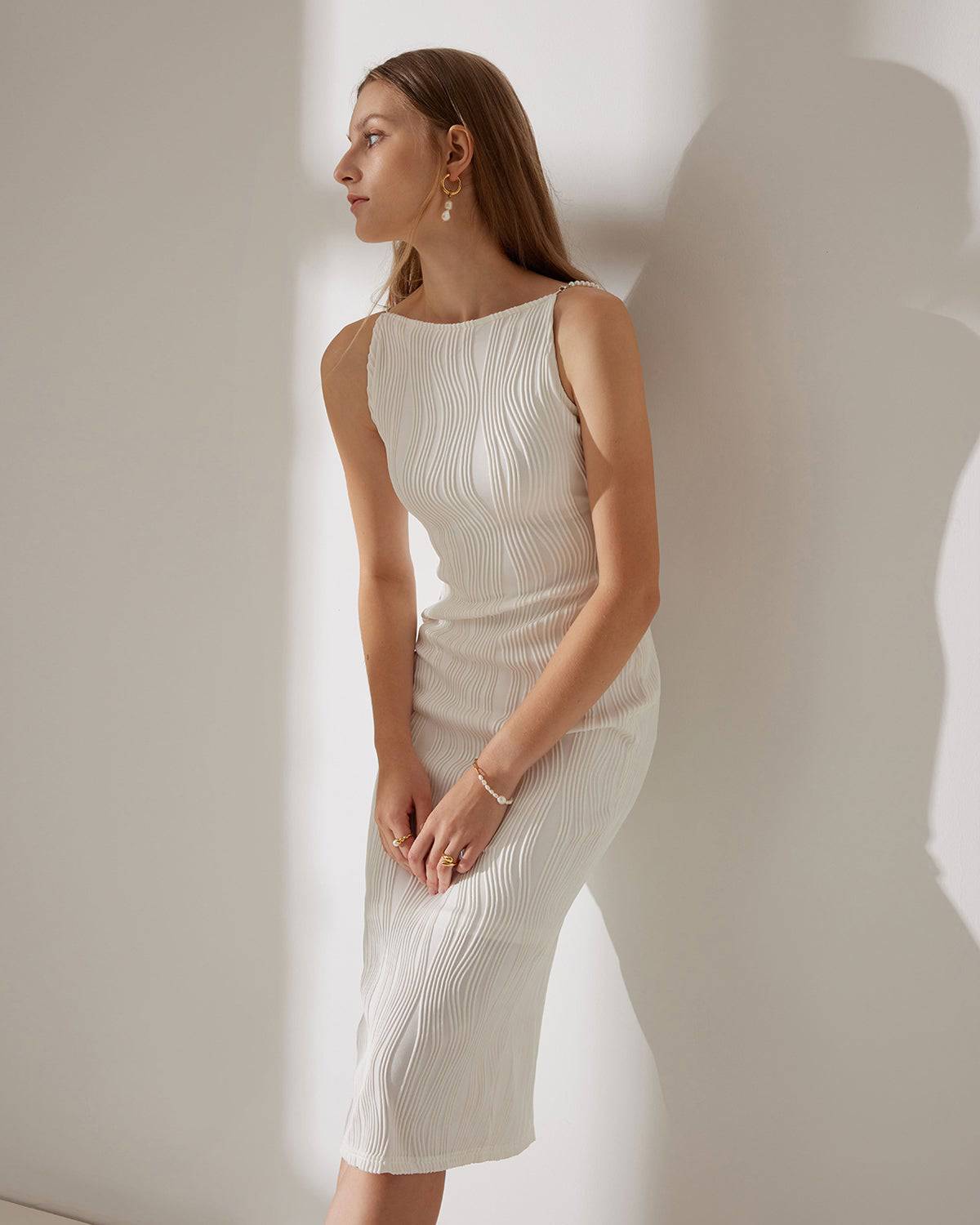 Winnie - Vestido camisero con textura de ondas de agua