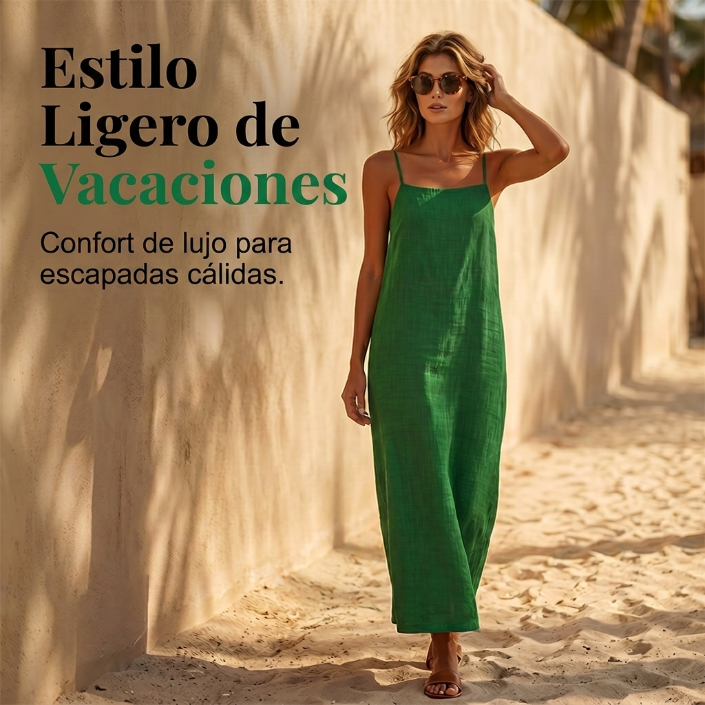 Verdelis - Vestido liso de estilo informal para mujer