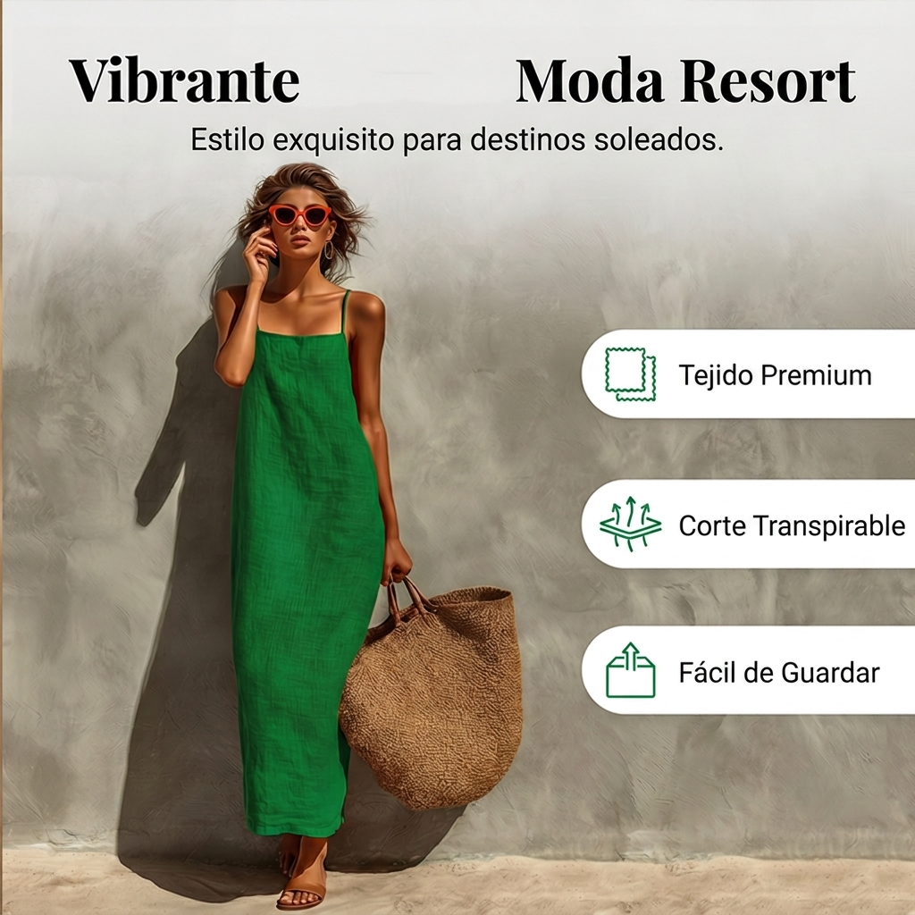 Verdelis - Vestido liso de estilo informal para mujer