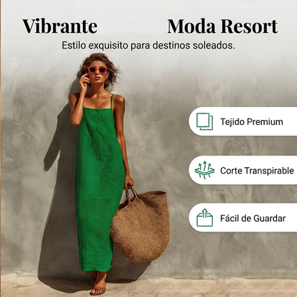 Verdelis - Vestido liso de estilo informal para mujer