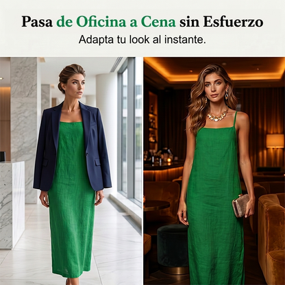 Verdelis - Vestido liso de estilo informal para mujer