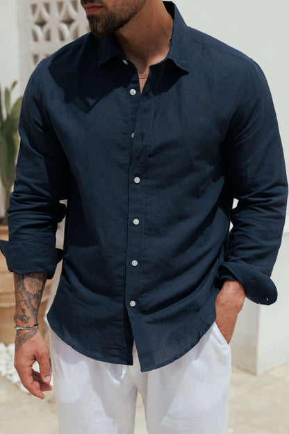 LUXE LINEN SHIRT Navy
