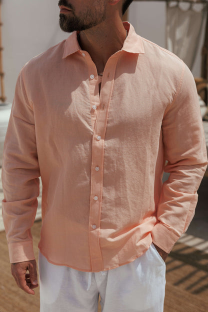 LUXE LINEN SHIRT Salmon