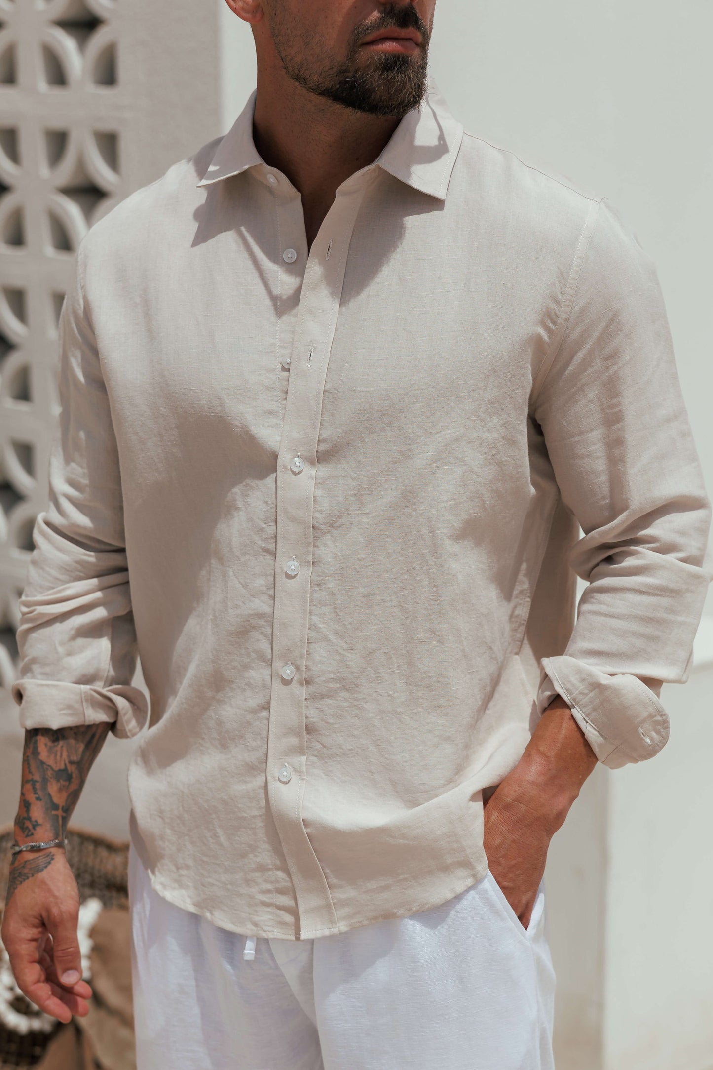 LUXE LINEN SHIRT Taupe