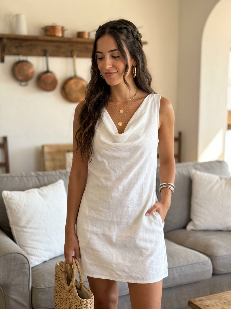 Beatriz - Vestido entallado con cuello barco