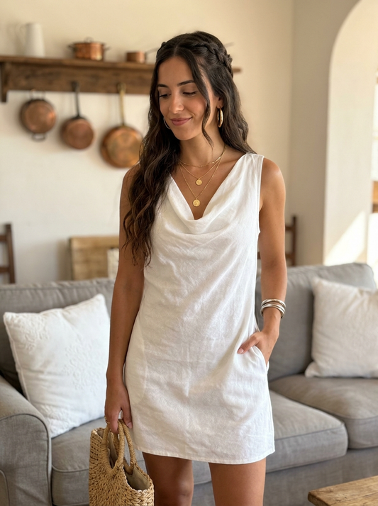 Beatriz - Vestido entallado con cuello barco