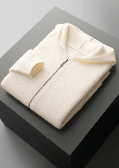 Enzo - Sudadera con capucha y cremallera de lana merina extrafina