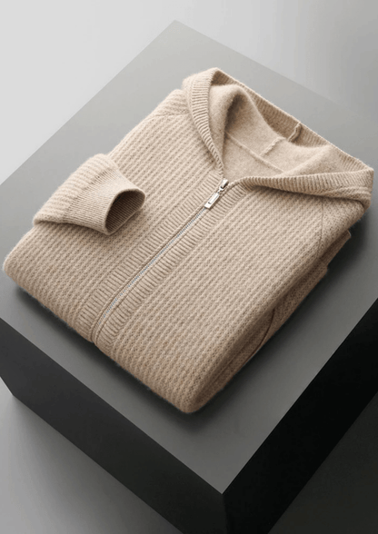 Enzo - Sudadera con capucha y cremallera de lana merina extrafina