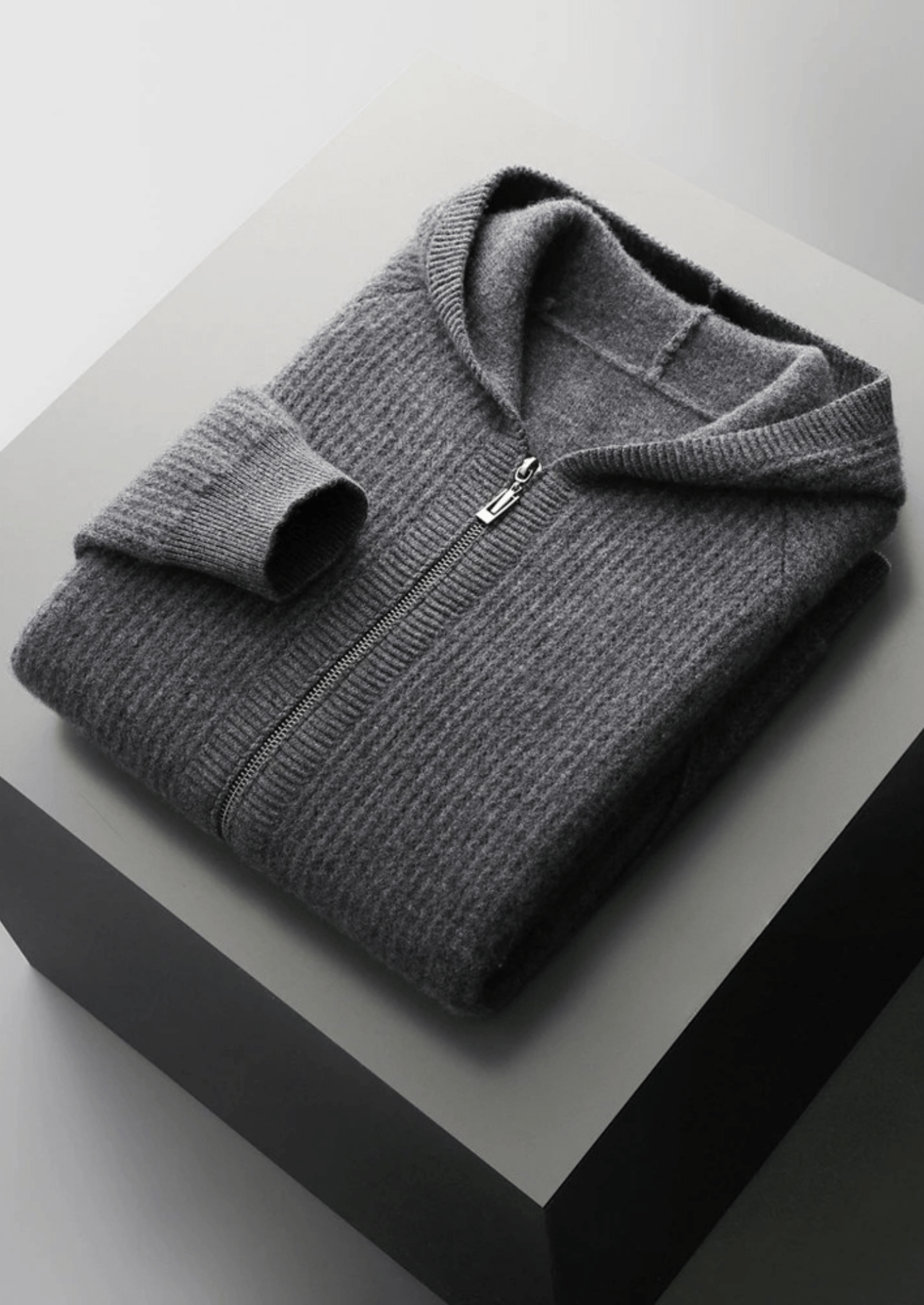 Enzo - Sudadera con capucha y cremallera de lana merina extrafina