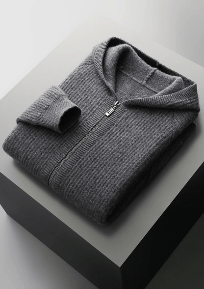 Enzo - Sudadera con capucha y cremallera de lana merina extrafina