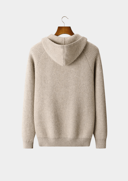 Enzo - Sudadera con capucha y cremallera de lana merina extrafina