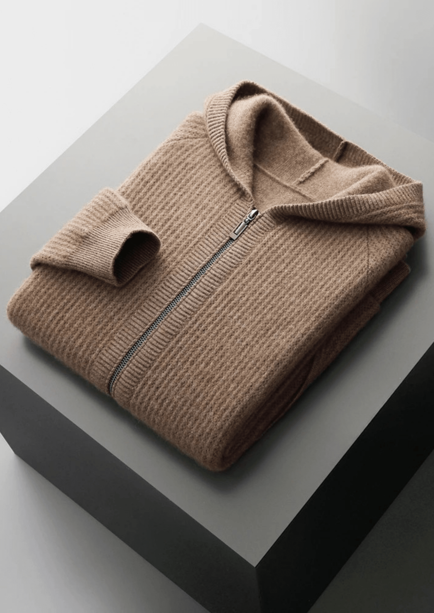 Enzo - Sudadera con capucha y cremallera de lana merina extrafina