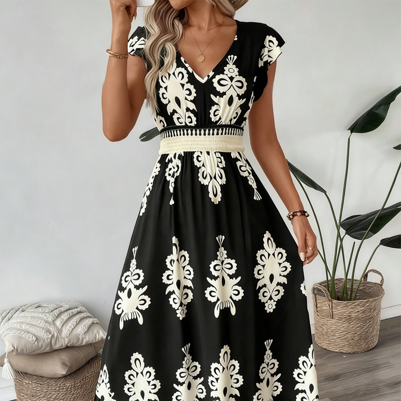Eclipse - Vestido largo de mujer con estampado barroco
