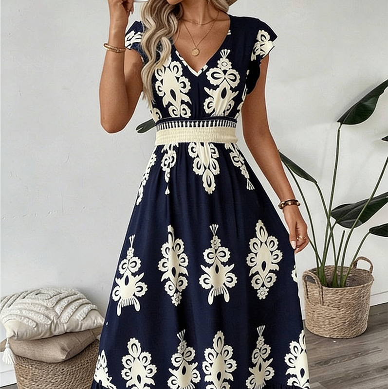 Eclipse - Vestido largo de mujer con estampado barroco