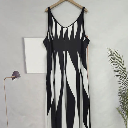 Venecia - Vestido estampado con cuello en V y tirantes finos para mujer