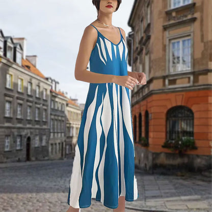 Venecia - Vestido estampado con cuello en V y tirantes finos para mujer