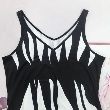 Venecia - Vestido estampado con cuello en V y tirantes finos para mujer