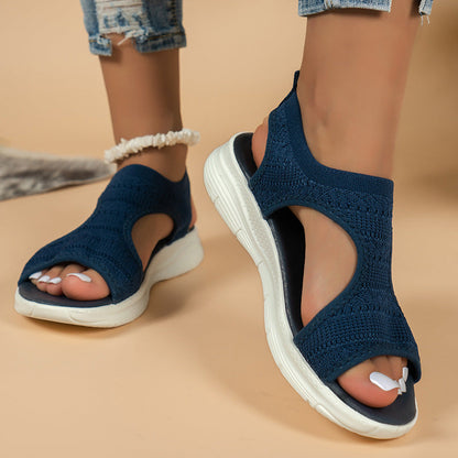 Boho - Sandalias de verano cómodas, transpirables, planas y con punta abierta para mujer