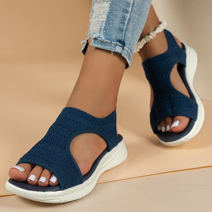 Boho - Sandalias de verano cómodas, transpirables, planas y con punta abierta para mujer