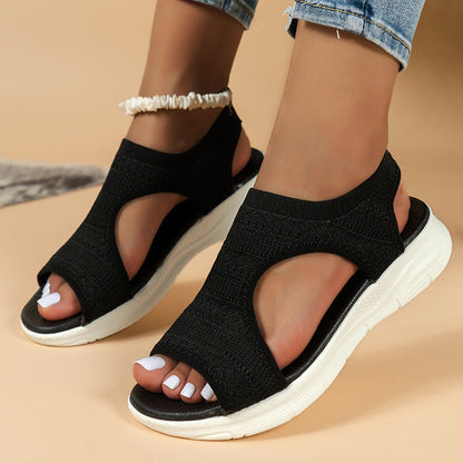 Boho - Sandalias de verano cómodas, transpirables, planas y con punta abierta para mujer