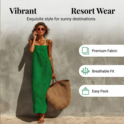 Verdelis - Vestido liso de estilo informal para mujer