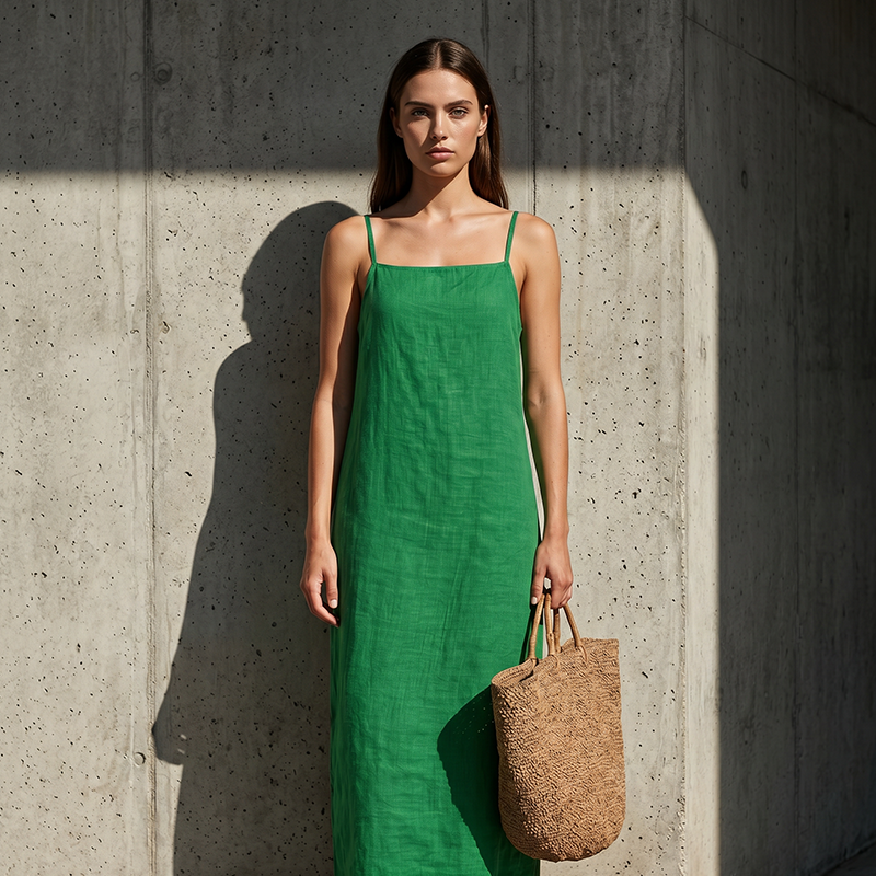 Verdelis - Vestido liso de estilo informal para mujer