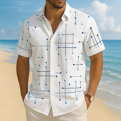 Charlie - Camisa abotonada de corte informal y estampado geométrico para hombre