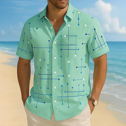 Charlie - Camisa abotonada de corte informal y estampado geométrico para hombre