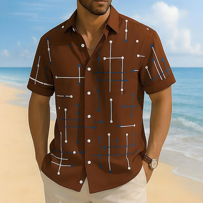 Charlie - Camisa abotonada de corte informal y estampado geométrico para hombre