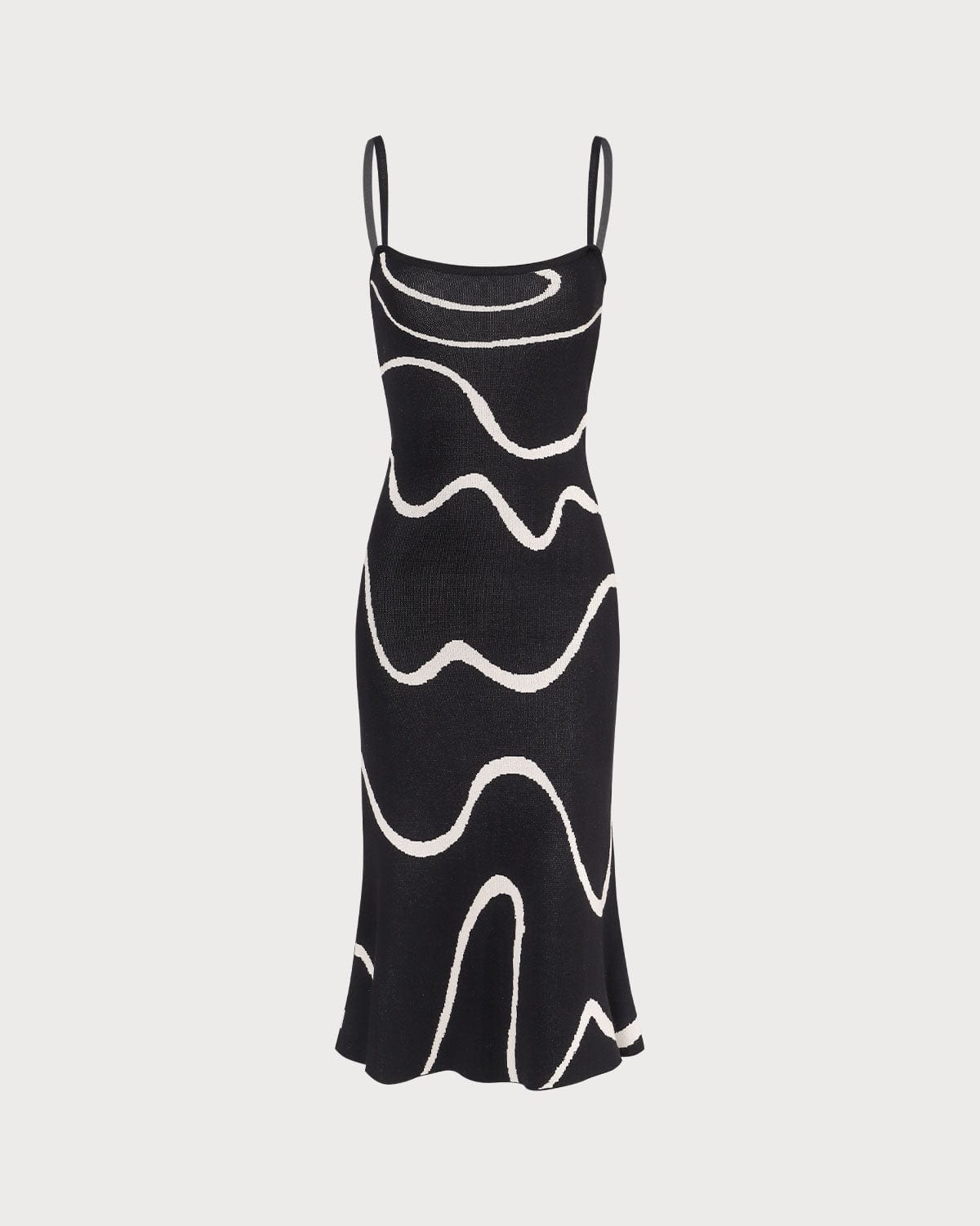 Black Wave - Vestido midi de punto con bajo en forma de sirena